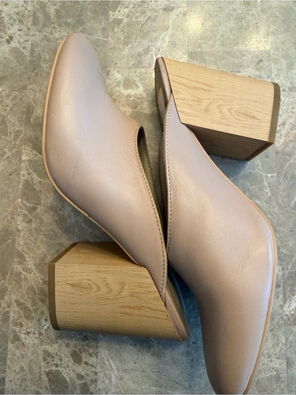 Dolce Vita Blush Leather Block Heel Mules